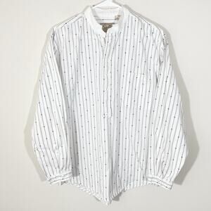 Scully Western 1/2 Button Popover Shirt Men’s Size Medium White Striped Floral